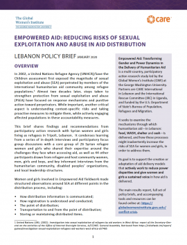 Empowered Aid Lebanon Policy Brief