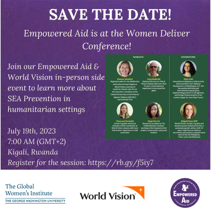 Save the Date - Empowered Aid is at the Women Delivers Conference