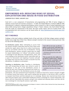 Empowered Aid Sector Brief: SEA in relation to food aid