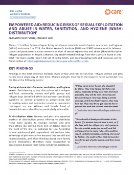 Lebanon Sector-Specific Brief: SEA in relation to WASH