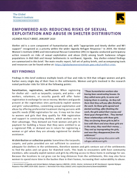 Uganda Sector Brief: SEA in relation to Shelter Assistance
