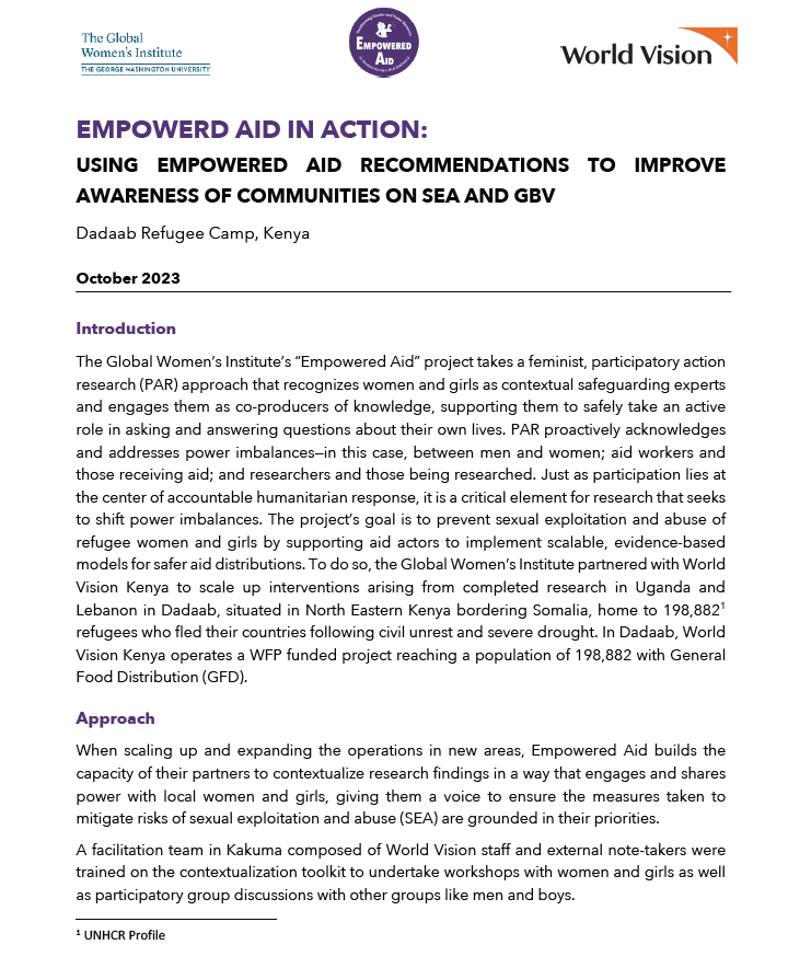 Image of the first page of the Dadaab case study